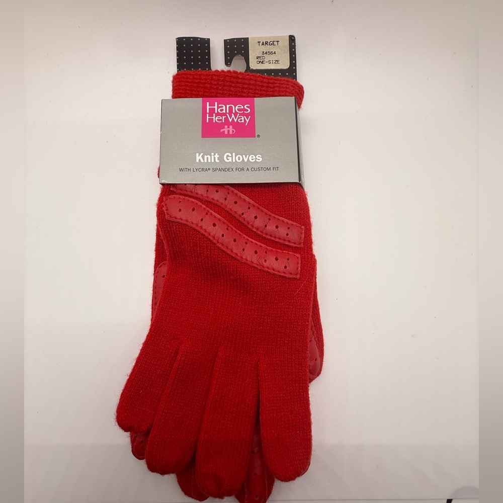 Vintage Hanes Her Way Red Knit Gloves